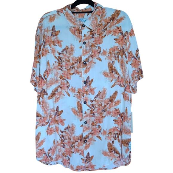 VTG Jimmy Buffet Tropical Floral Cabana Button Up Shirt Mens XL Orange and White - Picture 1 of 6